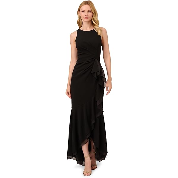 Adrianna Papell Women's Pearl Mock Neck Jersey Dress, Black